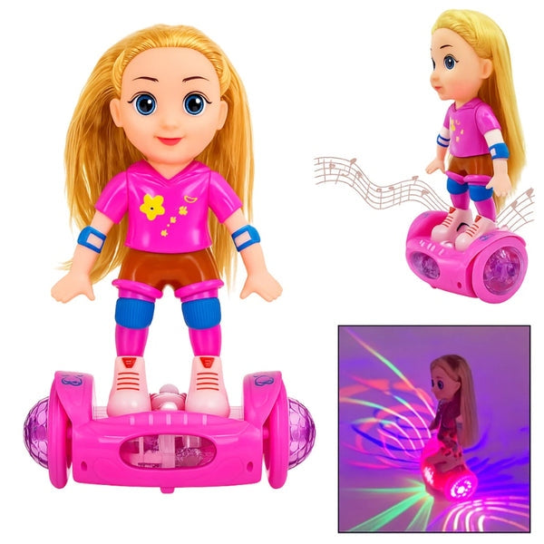Boneca Andadora Giratória – Brinquedo Eletrônico com Música, Som e Luzes