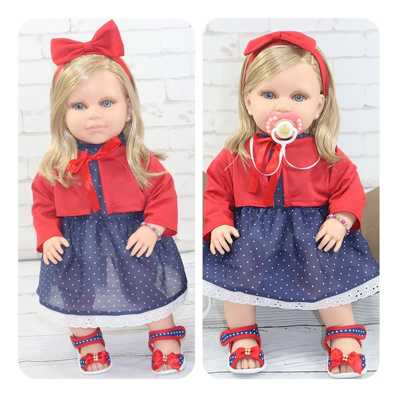 Boneca Bebê Reborn Loira com Bolsa e Acessórios