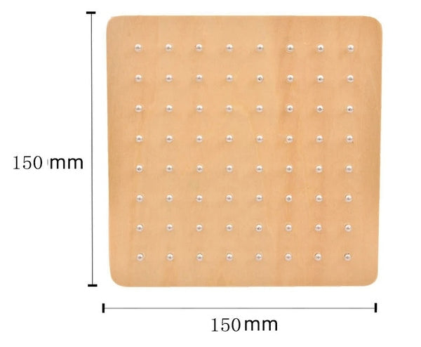 Brinquedo Montessori de Geometria em Madeira – Tabuleiro Educativo com Elásticos Coloridos para Crianças