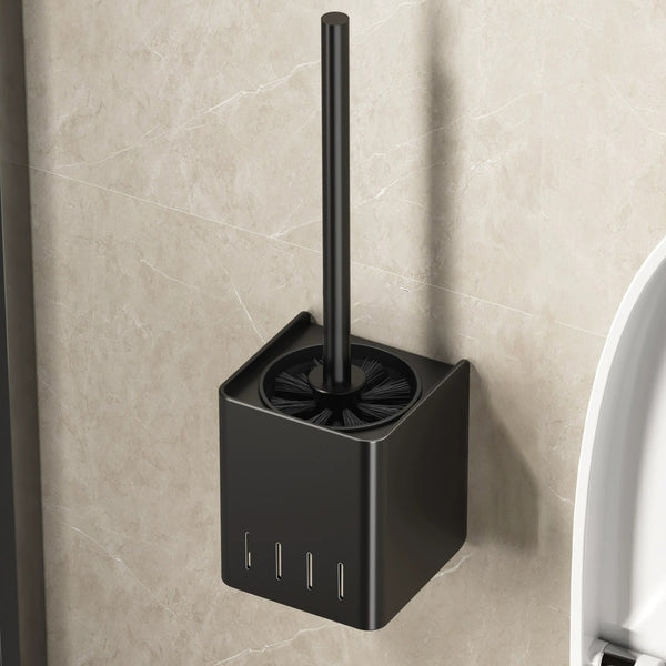 Escova Sanitária com Suporte de Parede – Design Inoxidável para Limpeza de Banheiro