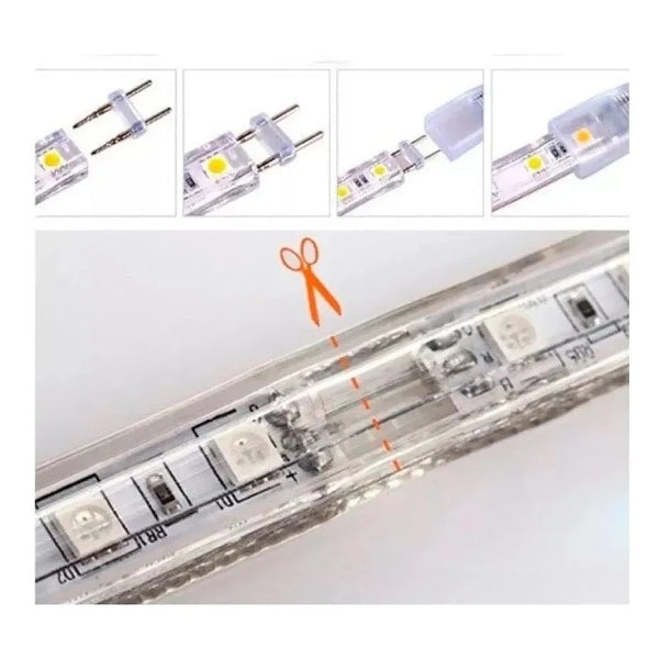 Fita Mangueira LED 5050 10 Metros Branco Frio ou Quente – 110V/220V com Fonte de Alimentação e Rabicho