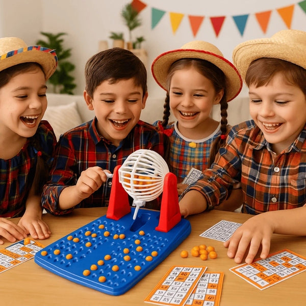 Jogo de Bingo Infantil com Globo Giratório – 48 Cartelas e 90 Bolinhas