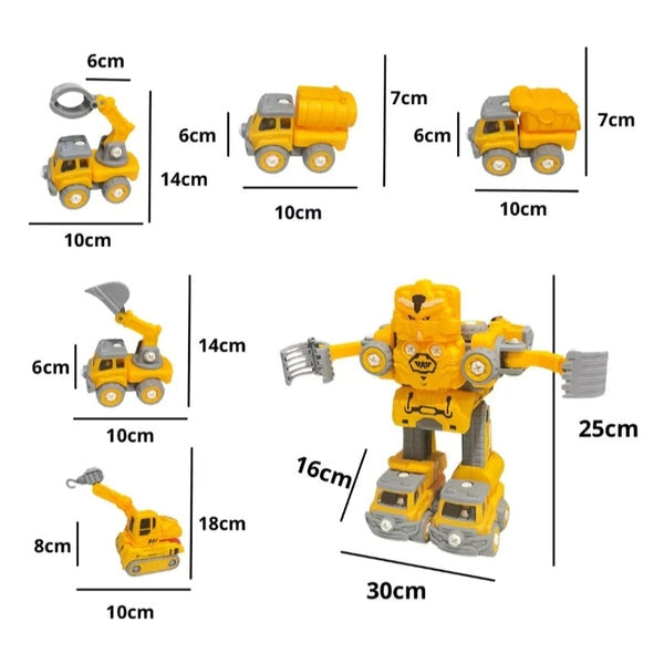 Robô Carrinho Brinquedo 5 em 1 Construbots – Monta e Desmonta Educativo Infantil com Ferramentas Criativas