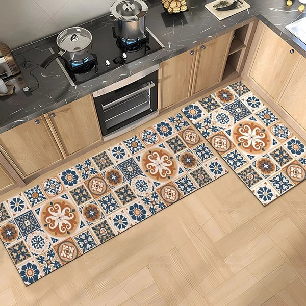 Tapete de Cozinha Estilo Azulejo – Antiderrapante, Impermeável e Fácil de Limpar