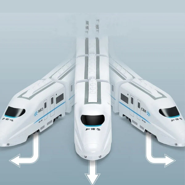 Trem Elétrico de Brinquedo Infantil com Luz e Som – Modelo de Alta Velocidade com 4 Vagões Educativo para Meninos e Meninas