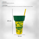 Copo Porta Lanche HEXA Kit 6 pçs COPA de Mundo Snack Cine BRASIL Lembrancinha