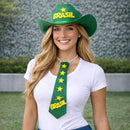 Kit Copa Do Mundo Brasil Futebol Chapéu + Gravatas Do Brasil em EVA