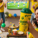 Copo Vai Brasil 550ml Plástico RESISTENTE Hexa Com Tampa E Canudo Kit 12pçs PREMIUM Copa do Mundo